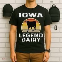 Iowa Dairy Farmer Legend Dairy Cow Cattle Funny Retro Sunset T-Shirt thumb 6