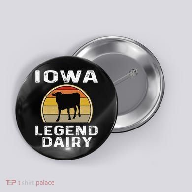 Iowa Dairy Farmer Legend Dairy Cow Cattle Funny Retro Sunset Button