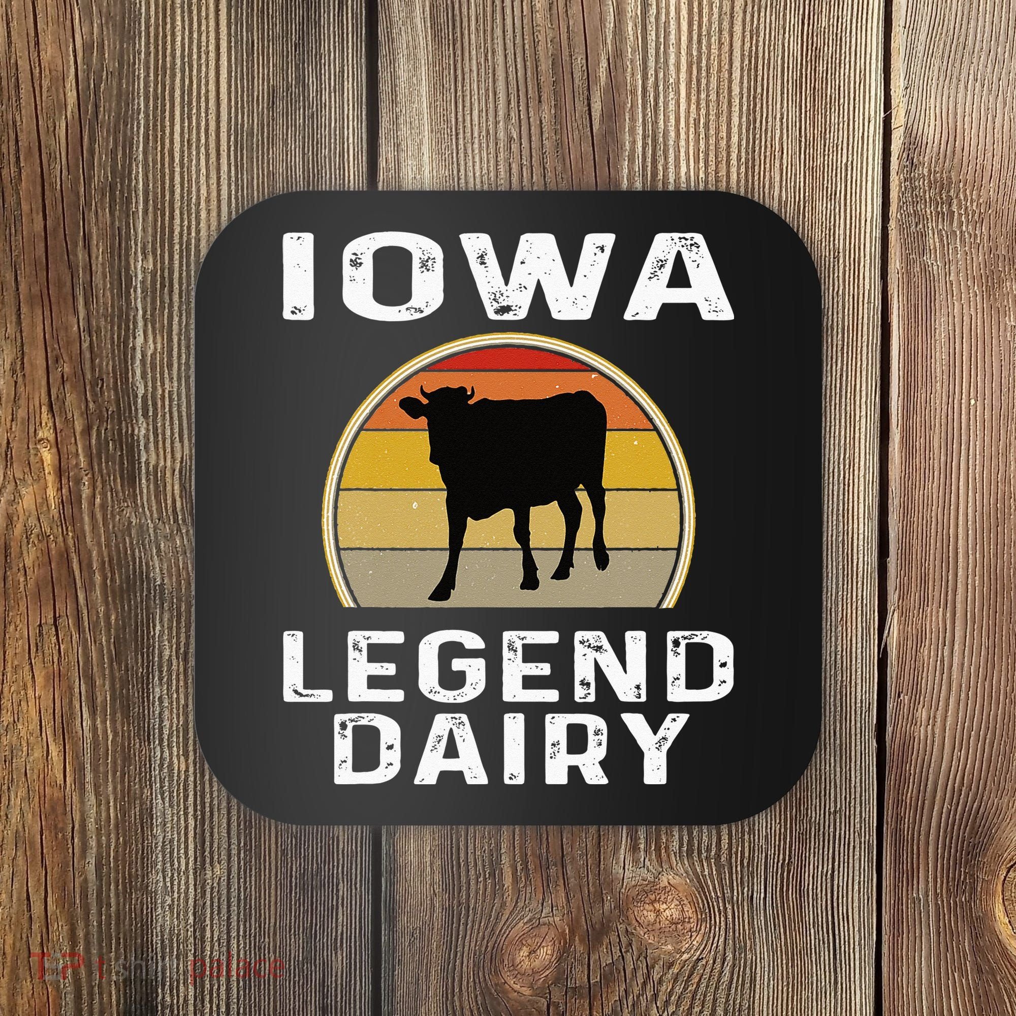 Iowa Dairy Farmer Legend Dairy Cow Cattle Funny Retro Sunset Coaster