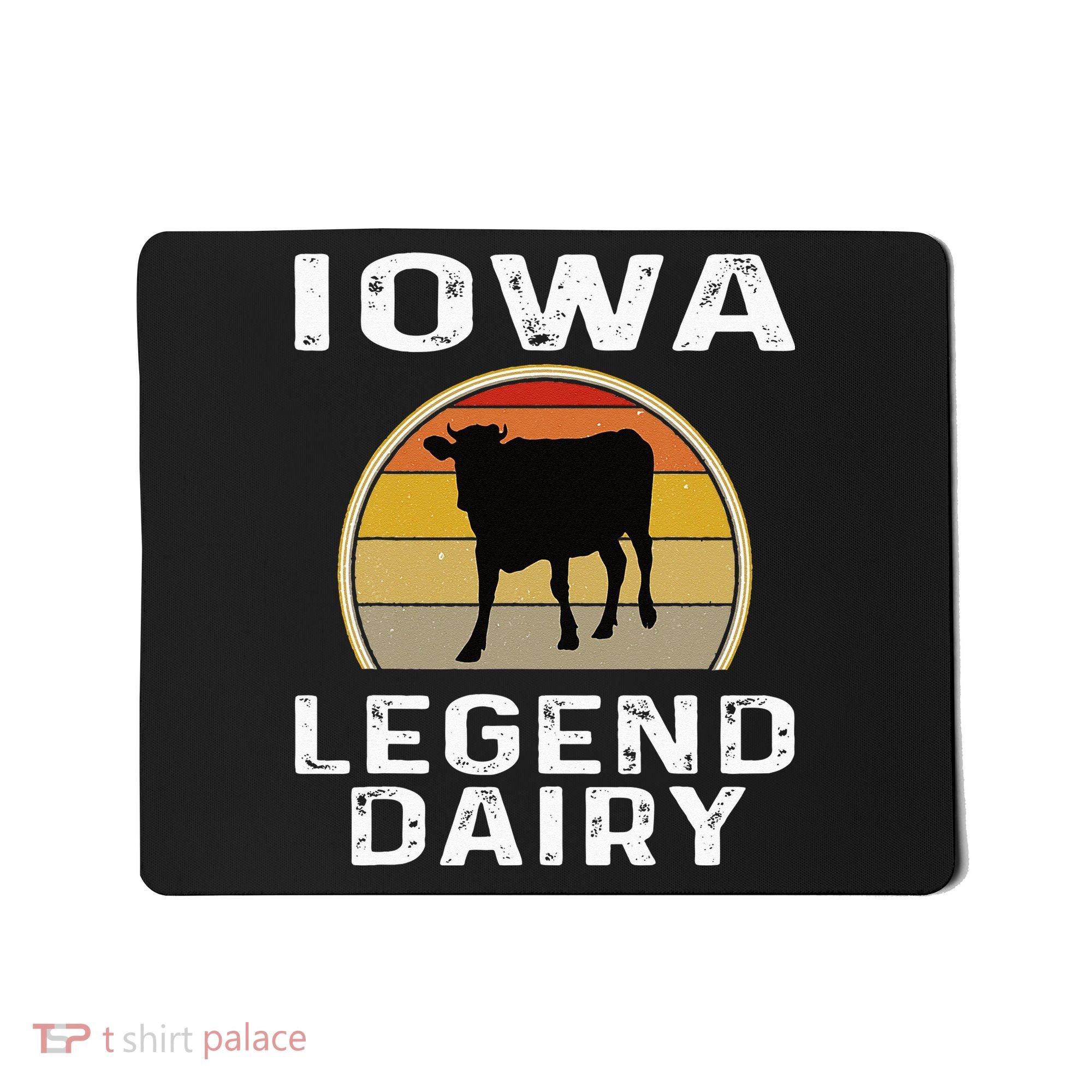 Iowa Dairy Farmer Legend Dairy Cow Cattle Funny Retro Sunset Mousepad