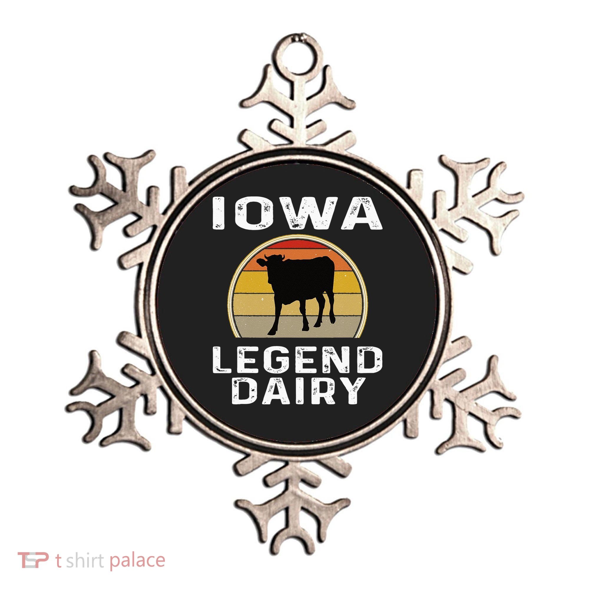 Iowa Dairy Farmer Legend Dairy Cow Cattle Funny Retro Sunset Ornament
