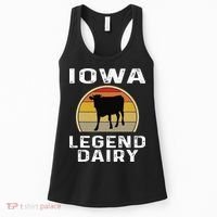 Iowa Dairy Farmer Legend Dairy Cow Cattle Funny Retro Sunset Women's Tank Top thumb 0