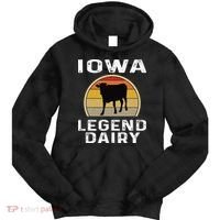 Iowa Dairy Farmer Legend Dairy Cow Cattle Funny Retro Sunset Tie Dye Hoodie thumb 0