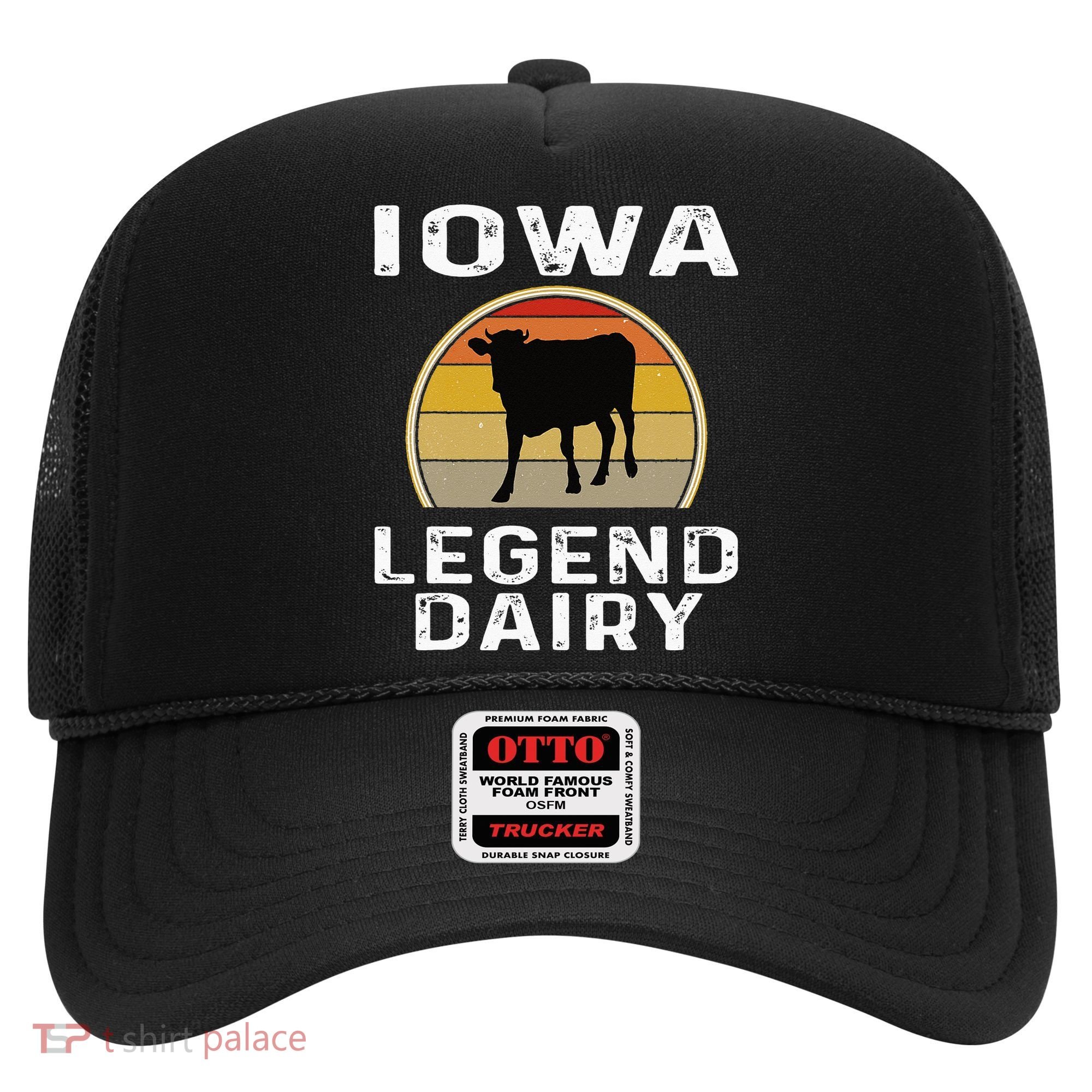 Iowa Dairy Farmer Legend Dairy Cow Cattle Funny Retro Sunset Hat