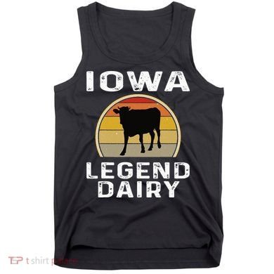 Iowa Dairy Farmer Legend Dairy Cow Cattle Funny Retro Sunset Tank Top