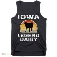 Iowa Dairy Farmer Legend Dairy Cow Cattle Funny Retro Sunset Tank Top thumb 0