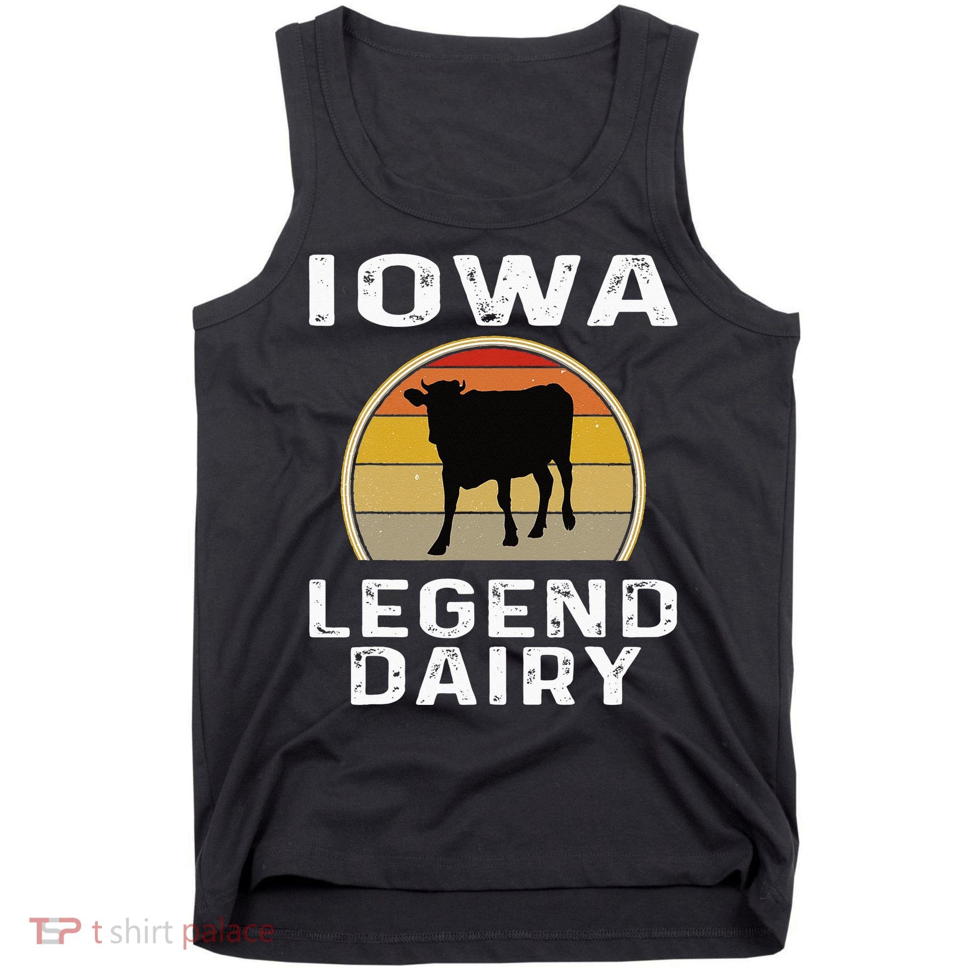 Iowa Dairy Farmer Legend Dairy Cow Cattle Funny Retro Sunset Tank Top