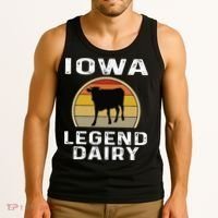 Iowa Dairy Farmer Legend Dairy Cow Cattle Funny Retro Sunset Tank Top thumb 3