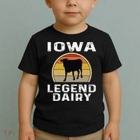 Iowa Dairy Farmer Legend Dairy Cow Cattle Funny Retro Sunset Toddler T-Shirt thumb 2