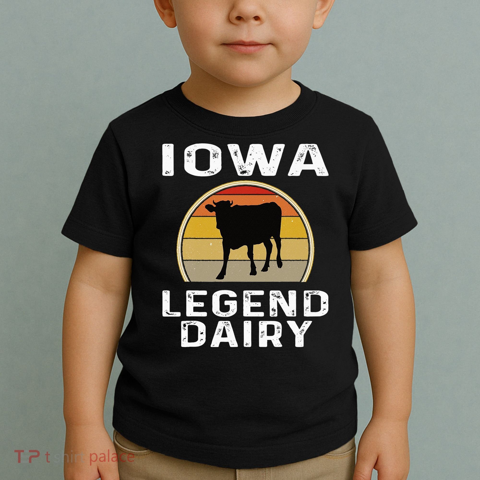 Iowa Dairy Farmer Legend Dairy Cow Cattle Funny Retro Sunset Toddler T-Shirt