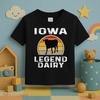 Iowa Dairy Farmer Legend Dairy Cow Cattle Funny Retro Sunset Toddler T-Shirt thumb 3