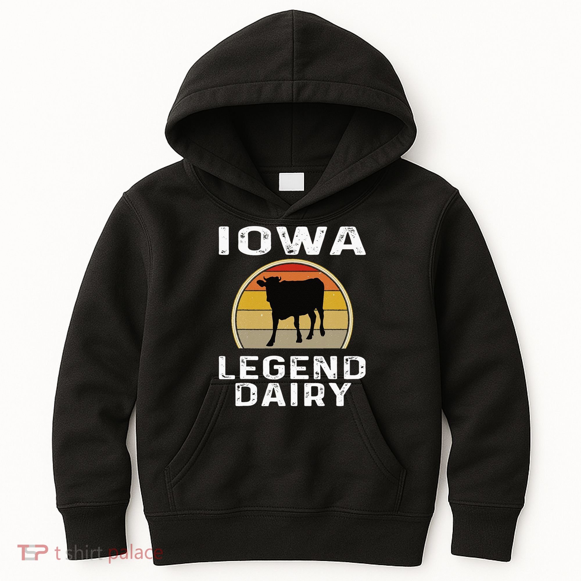 Iowa Dairy Farmer Legend Dairy Cow Cattle Funny Retro Sunset Kids Hoodie