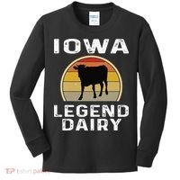 Iowa Dairy Farmer Legend Dairy Cow Cattle Funny Retro Sunset Kids Long Sleeve Shirt thumb 0