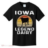 Iowa Dairy Farmer Legend Dairy Cow Cattle Funny Retro Sunset Kids T-Shirt thumb 0