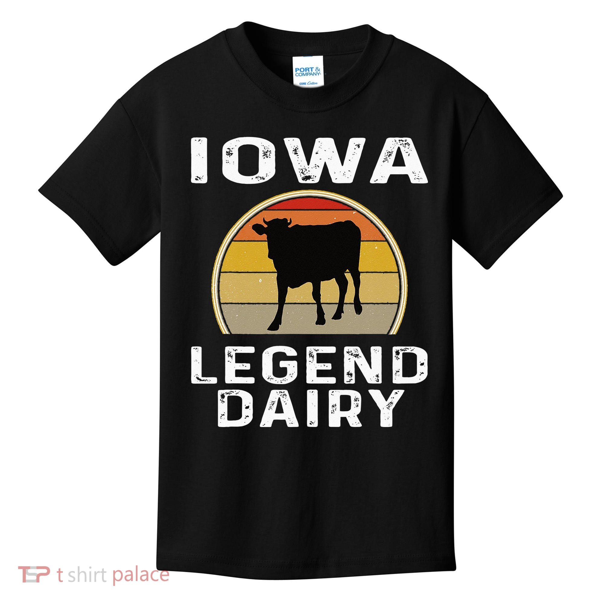 Iowa Dairy Farmer Legend Dairy Cow Cattle Funny Retro Sunset Kids T-Shirt