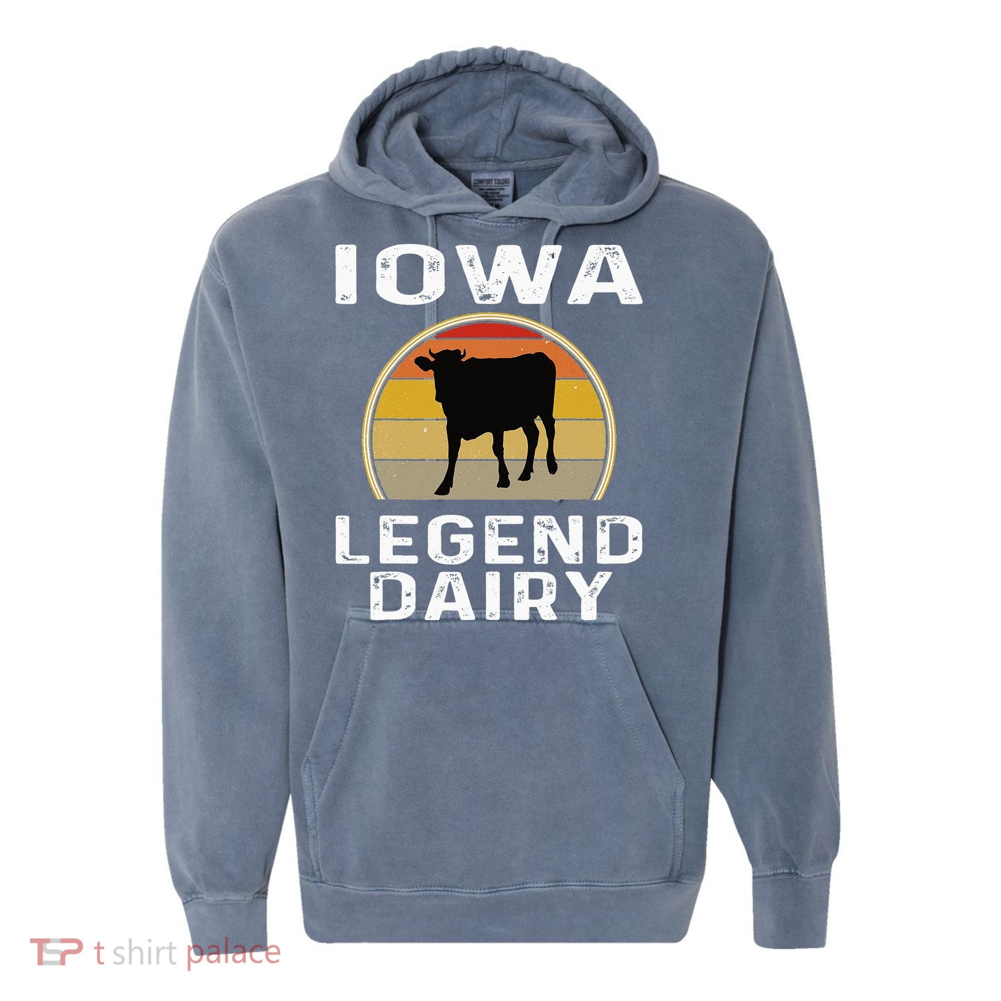 Iowa Dairy Farmer Legend Dairy Cow Cattle Funny Retro Sunset Comfort Colors Garment-Dyed Hooded Sweatshirt