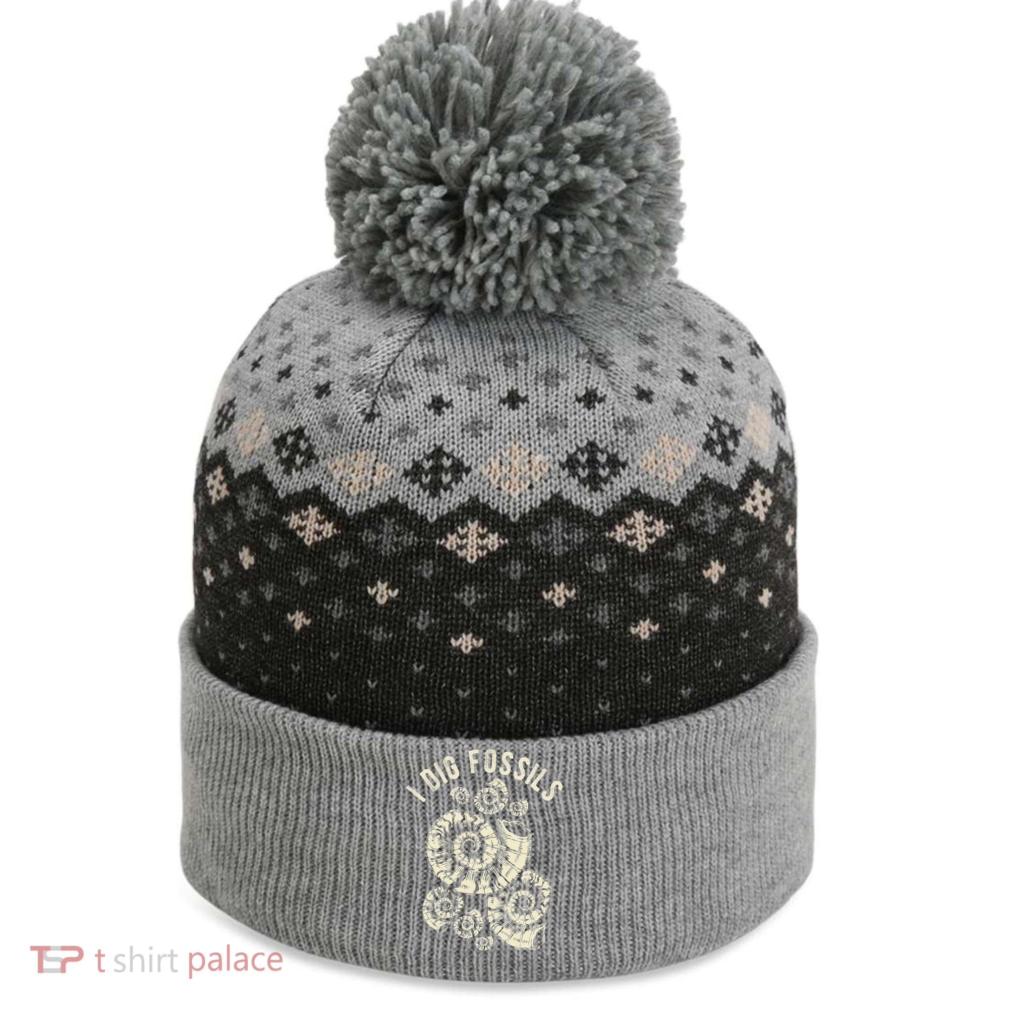 I Dig Fossils Ammonite Fossil The Baniff Cuffed Pom Beanie