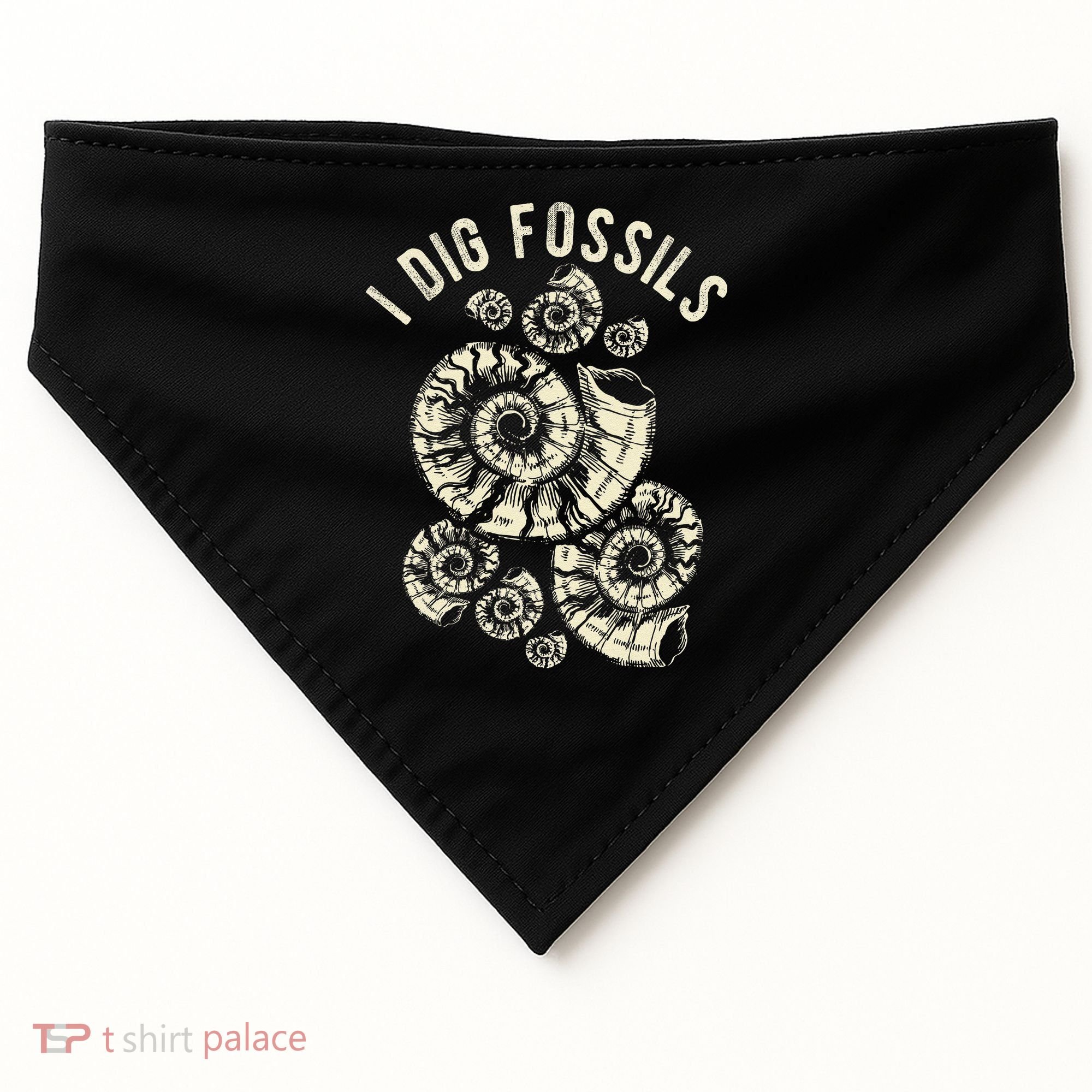 I Dig Fossils Ammonite Fossil USA-Made Doggie Bandana