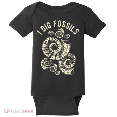 I Dig Fossils Ammonite Fossil Baby Bodysuit