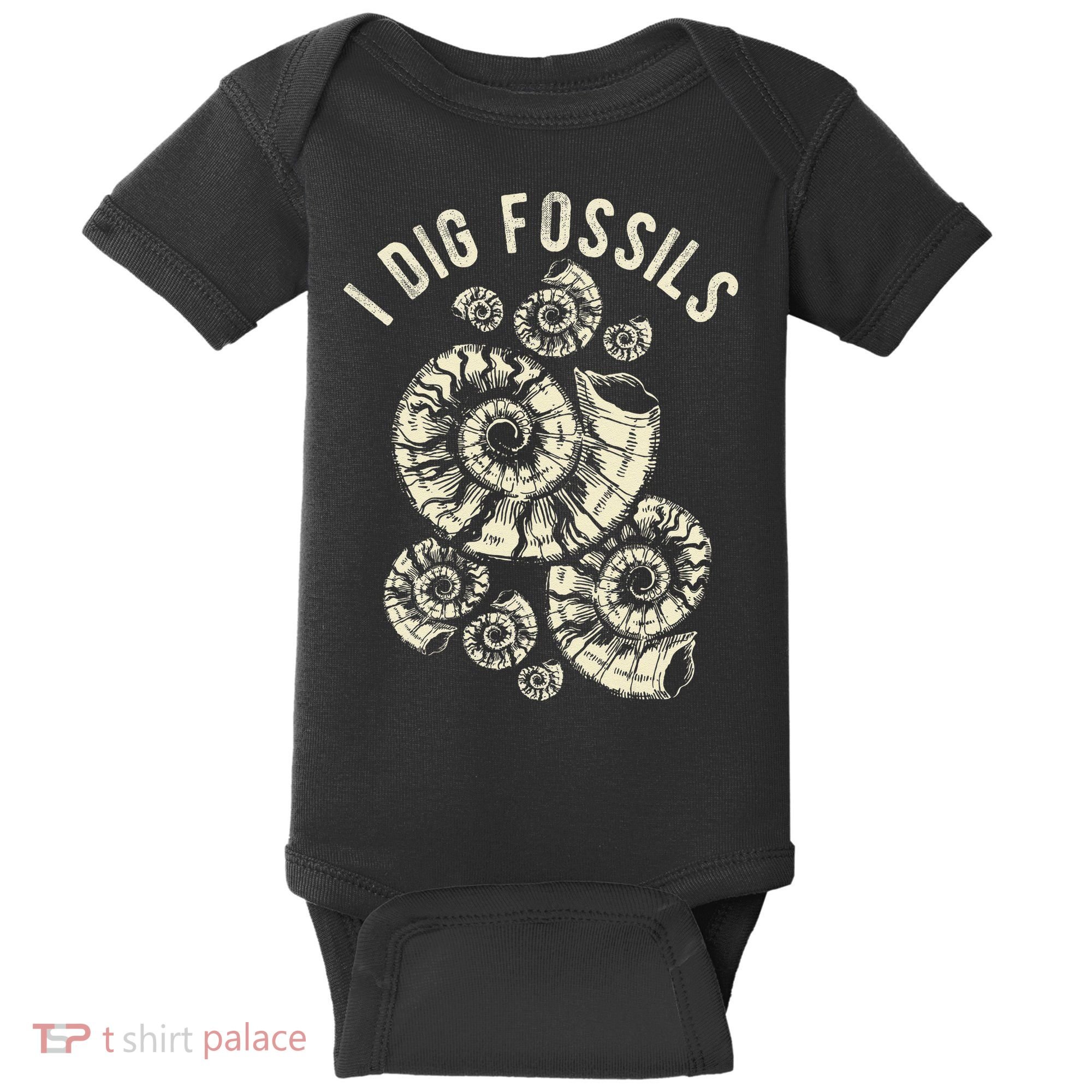 I Dig Fossils Ammonite Fossil Baby Bodysuit
