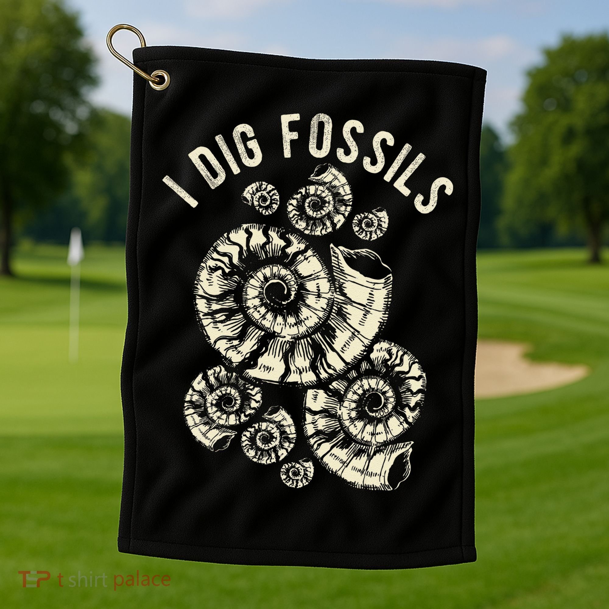 I Dig Fossils Ammonite Fossil Golf Towel