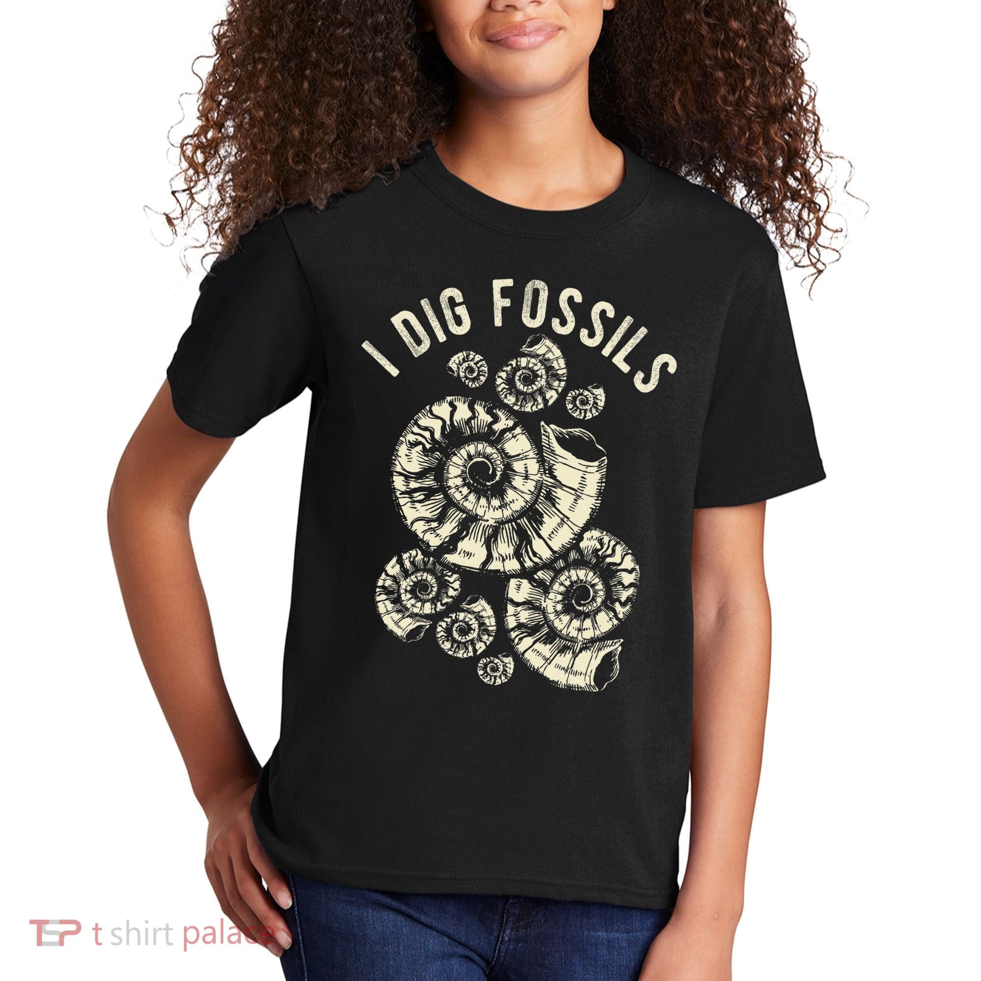 I Dig Fossils Ammonite Fossil Kids T-Shirt