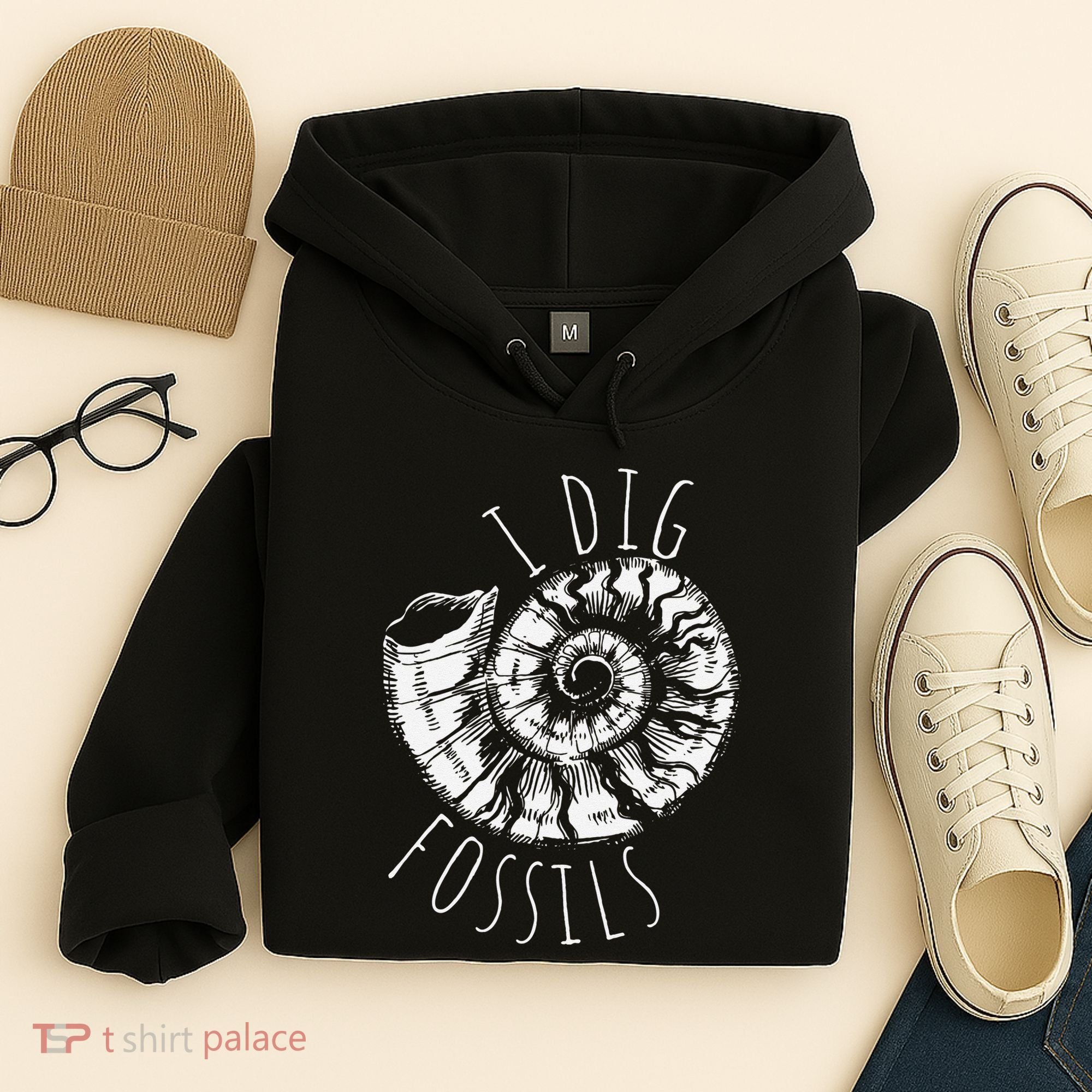 I Dig Fossils Ammonite Fossil Paleontology Hoodie