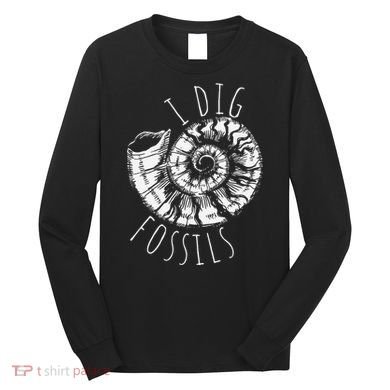 I Dig Fossils Ammonite Fossil Paleontology Long Sleeve Shirt