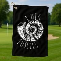 I Dig Fossils Ammonite Fossil Paleontology Golf Towel thumb 1