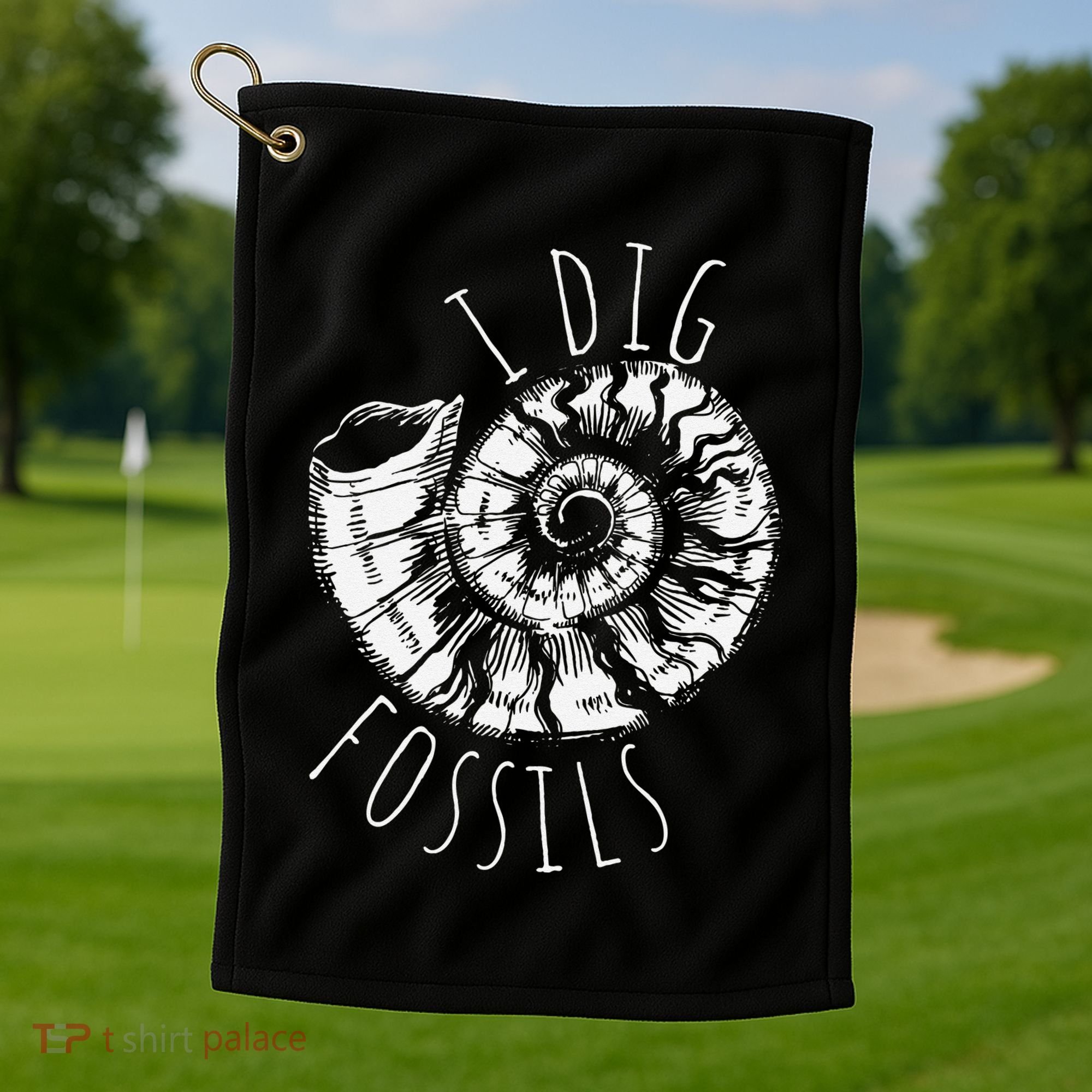 I Dig Fossils Ammonite Fossil Paleontology Golf Towel