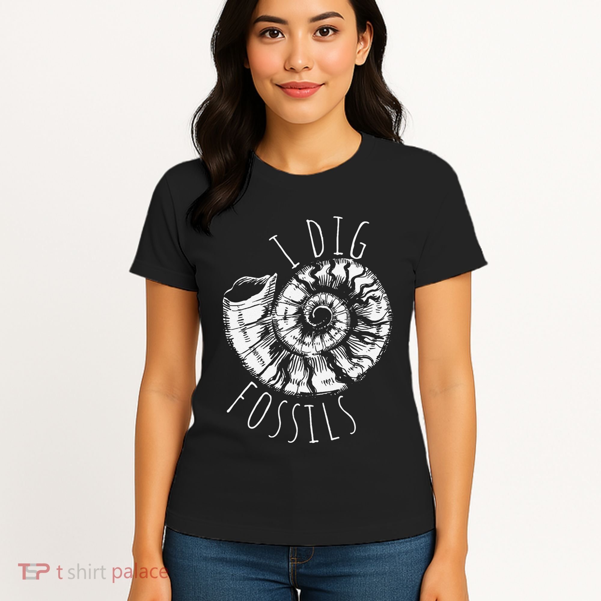 I Dig Fossils Ammonite Fossil Paleontology Women's T-Shirt