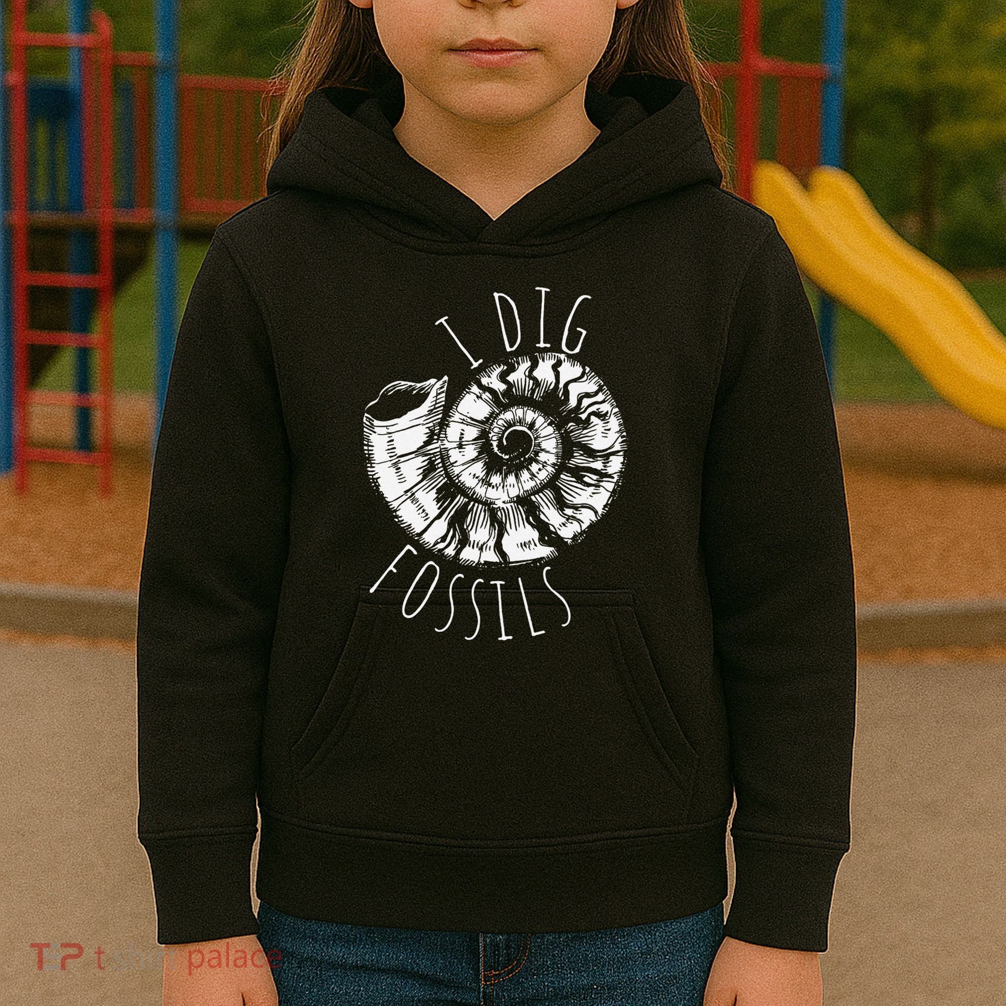 I Dig Fossils Ammonite Fossil Paleontology Kids Hoodie