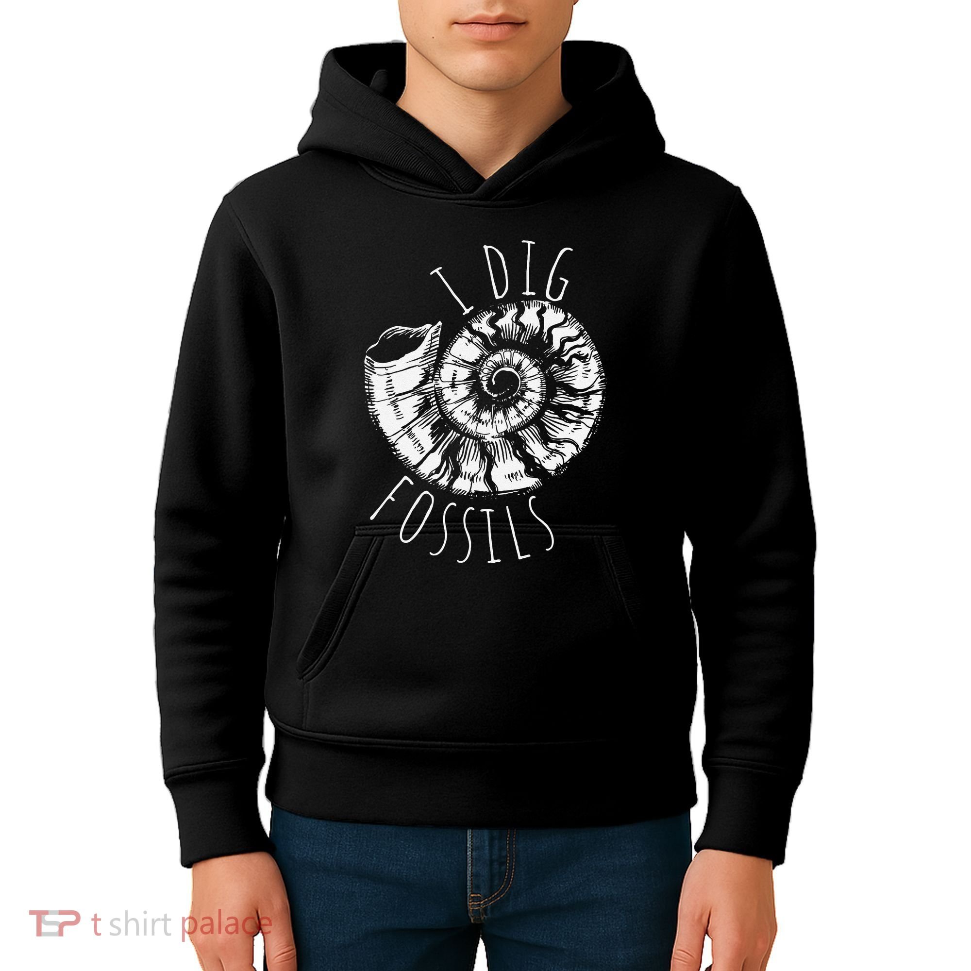 I Dig Fossils Ammonite Fossil Paleontology Kids Hoodie