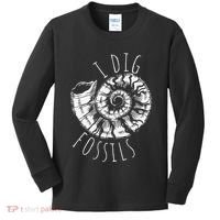 I Dig Fossils Ammonite Fossil Paleontology Kids Long Sleeve Shirt thumb 0