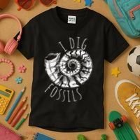 I Dig Fossils Ammonite Fossil Paleontology Kids T-Shirt thumb 3