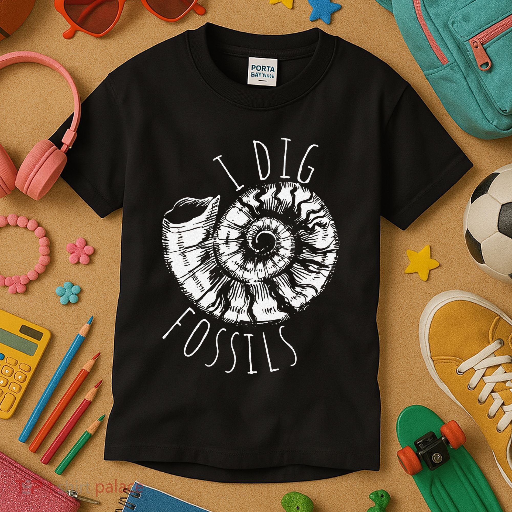 I Dig Fossils Ammonite Fossil Paleontology Kids T-Shirt