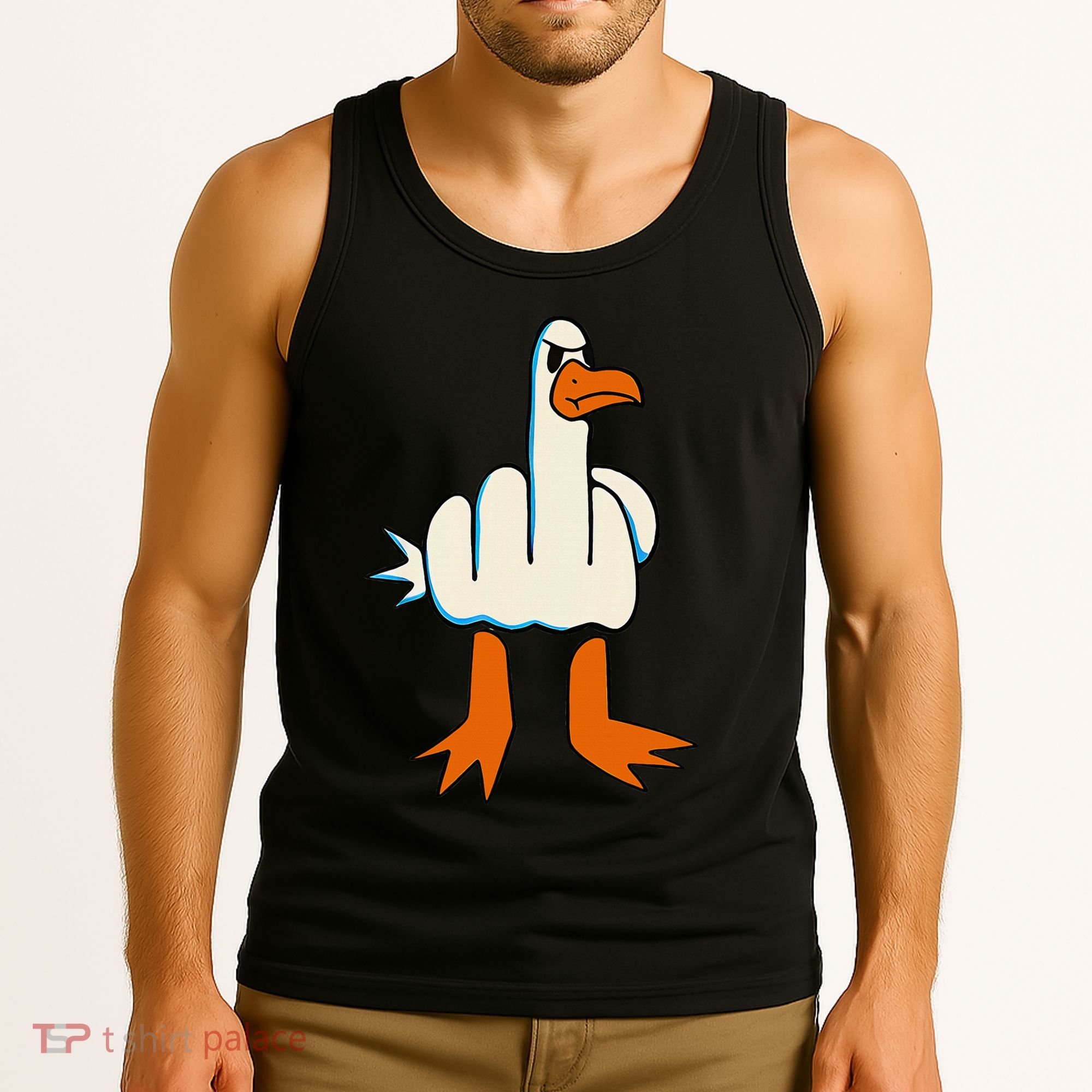 I DonT Give A Duck Middle Finger Funny Offensive Rude Tank Top