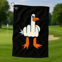 I DonT Give A Duck Middle Finger Funny Offensive Rude Golf Towel thumb 1