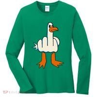 I DonT Give A Duck Middle Finger Funny Offensive Rude Women's Long Sleeve Shirt thumb 0