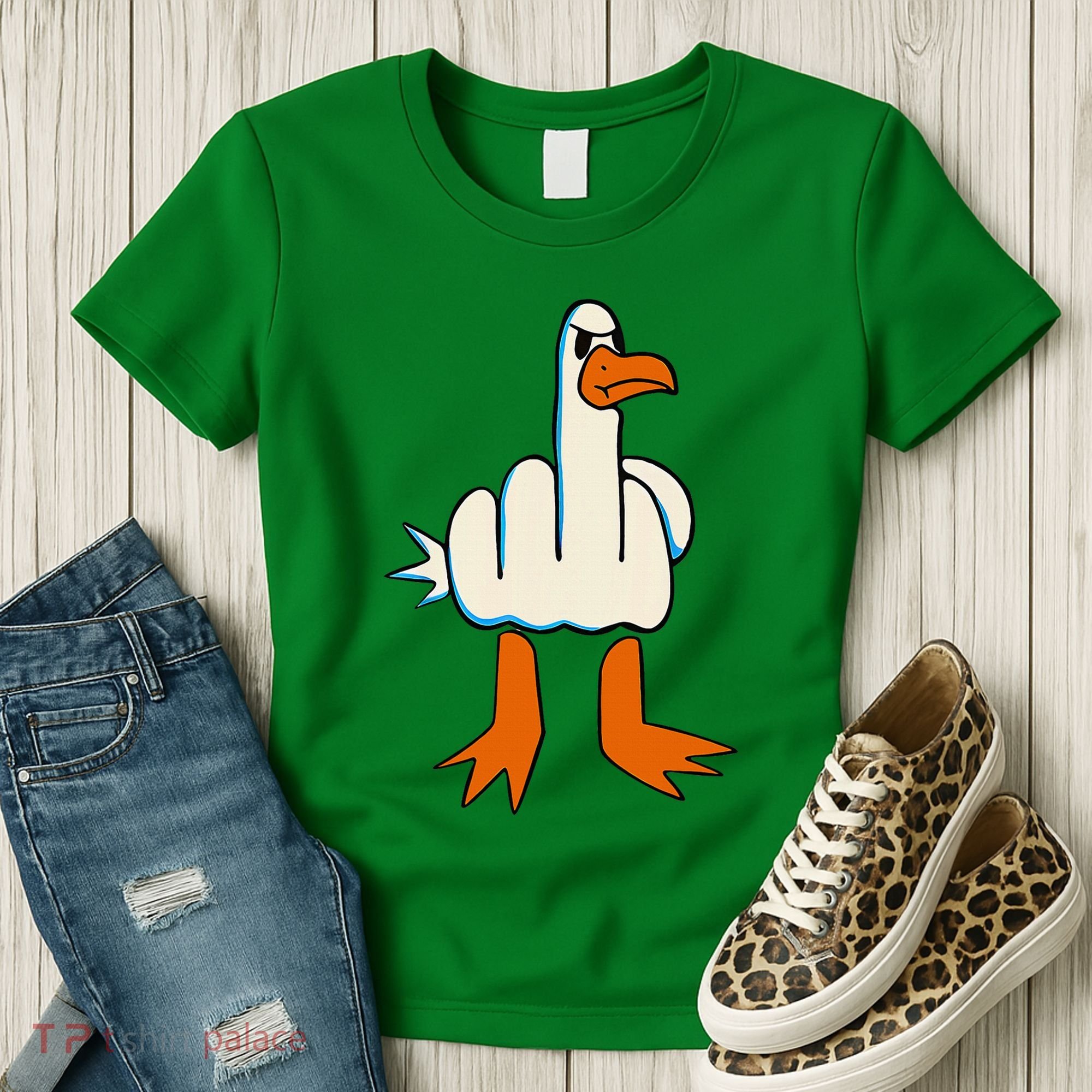 I DonT Give A Duck Middle Finger Funny Offensive Rude Women's T-Shirt