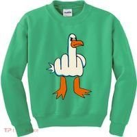 I DonT Give A Duck Middle Finger Funny Offensive Rude Kids Sweatshirt thumb 0