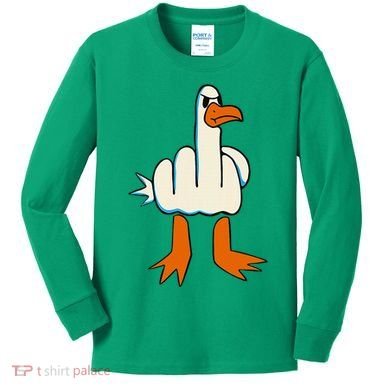 I DonT Give A Duck Middle Finger Funny Offensive Rude Kids Long Sleeve Shirt