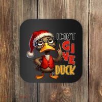 I Dont Give A Duck Funny Sarcastic Grumpy Duck Christmas Coaster thumb 0