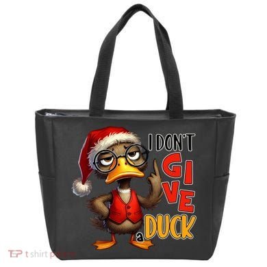 I Dont Give A Duck Funny Sarcastic Grumpy Duck Christmas Tote Bag