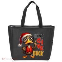 I Dont Give A Duck Funny Sarcastic Grumpy Duck Christmas Tote Bag thumb 0