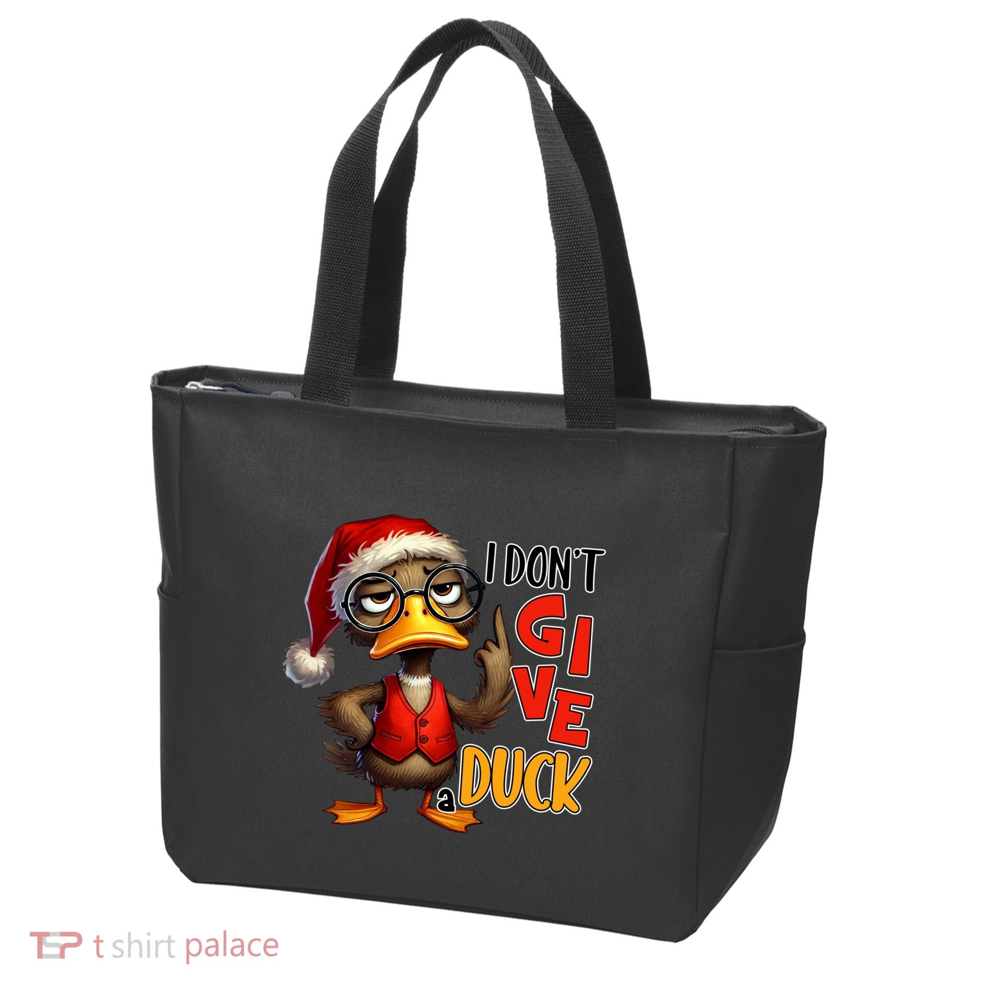 I Dont Give A Duck Funny Sarcastic Grumpy Duck Christmas Tote Bag