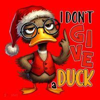 I Dont Give A Duck Funny Sarcastic Grumpy Duck Christmas Santa Hat thumb 1