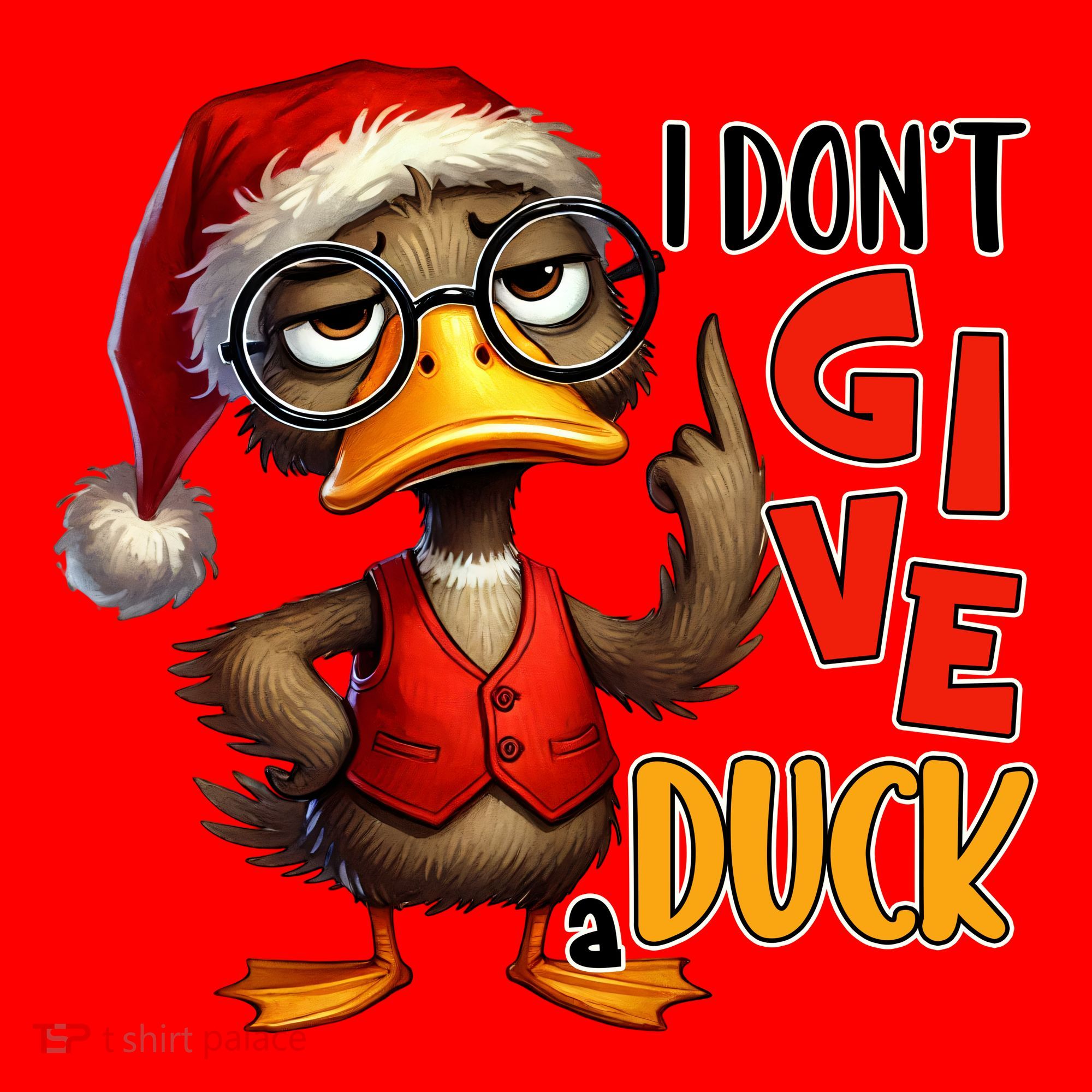 I Dont Give A Duck Funny Sarcastic Grumpy Duck Christmas Santa Hat
