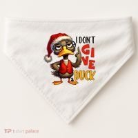 I Dont Give A Duck Funny Sarcastic Grumpy Duck Christmas USA-Made Doggie Bandana thumb 0