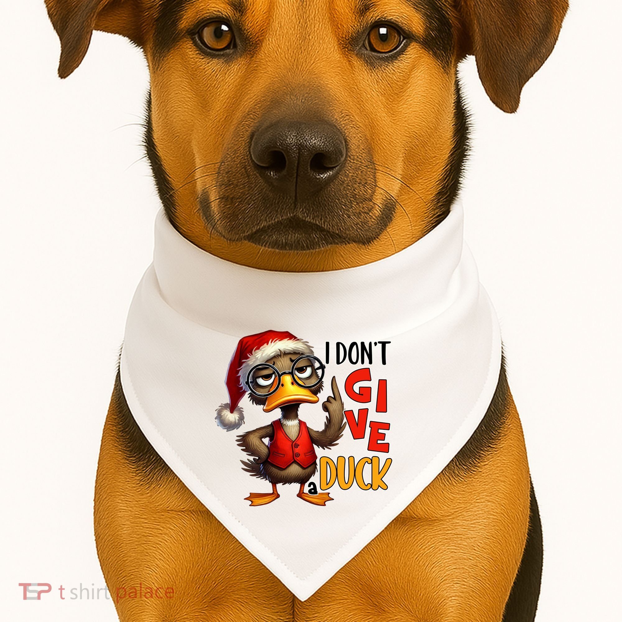 I Dont Give A Duck Funny Sarcastic Grumpy Duck Christmas USA-Made Doggie Bandana